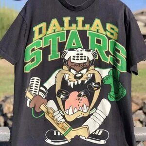 Dallas Stars Looney Taz NHL T-shirt, Dallas Stars Retro Black Unisex Shirt